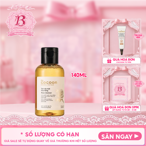 Sữa Rửa Mặt Dạng Gel Cocoon Chiết Xuất Nước Hoa Hồng Rose Cleanser 140ml