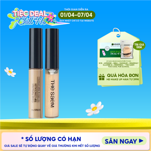 Kem Che Khuyết Điểm The Saem Có Chống Nắng Hàn Quốc Cover Perfection Tip Concealer SPF28/PA++ 6.5g