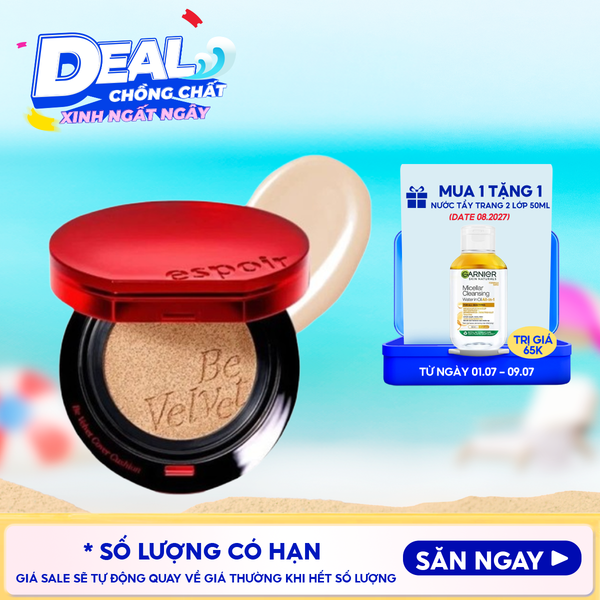  Phấn Nước Espoir Che Phủ Cao Pro Tailor Be Velvet Cover Cushion SPF42 PA++ 13g 