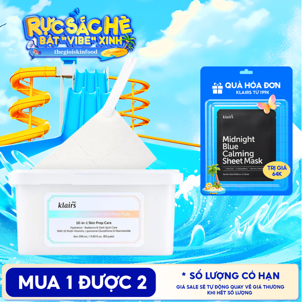  Mặt Nạ Giấy Klairs Cấp Ẩm, Hỗ Trợ Sáng Da, Mờ Thâm Freshly Vitamin Skin Prep Pads 290ml 