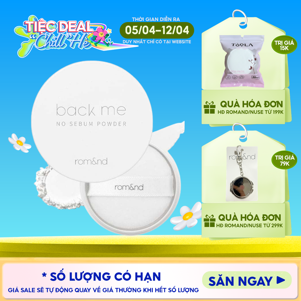 Phấn Phủ Romand Dạng Bột Che Phủ Tốt Giúp Da Mịn Màng Back Me No Sebum Powder 5g