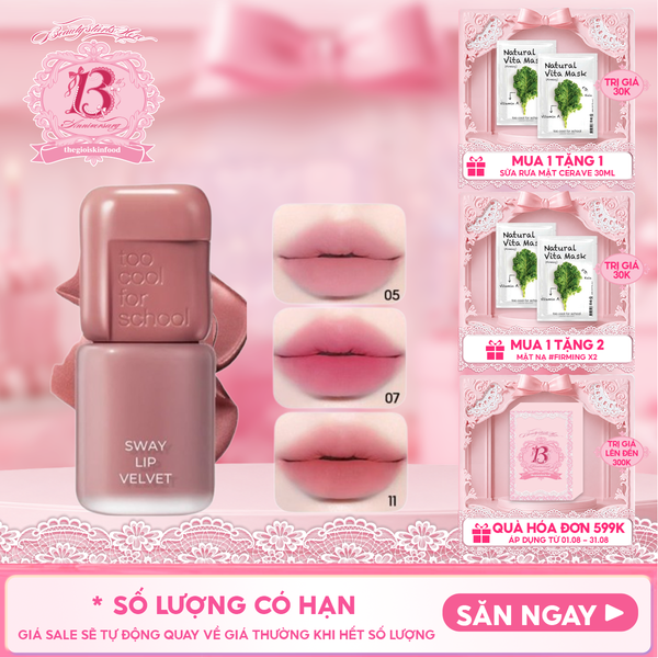  Son Bùn Lì Mờ Too Cool For School Sway Lip Velvet 3.3g 