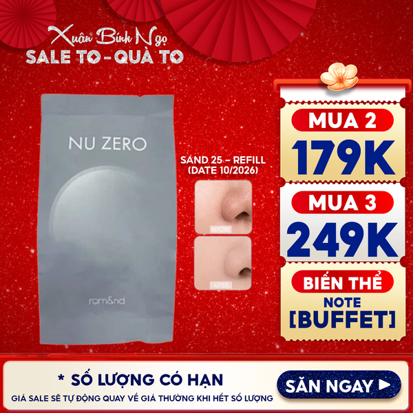  Phấn Nước Romand Che Phủ Cao, Mỏng Nhẹ Tự Nhiên NU Zero Cushion SPF24/PA++ 15g 