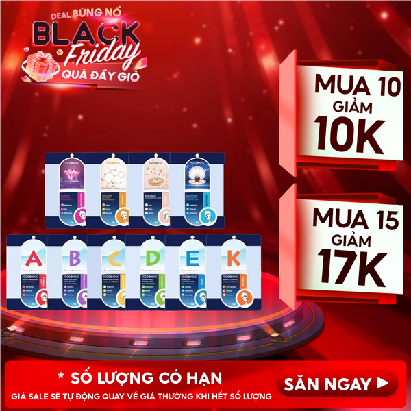  Măt Nạ Giấy Foodaholic Dưỡng Âm, Hỗ Trợ Dưỡng Trắng Da Hàn Quốc Essential Mask (Vitamin A, B, C, D, E, K, Ngọc Trai, Tổ Yến) 23g 