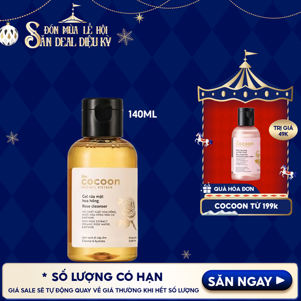  Sữa Rửa Mặt Dạng Gel Cocoon Chiết Xuất Nước Hoa Hồng Rose Cleanser 140ml 