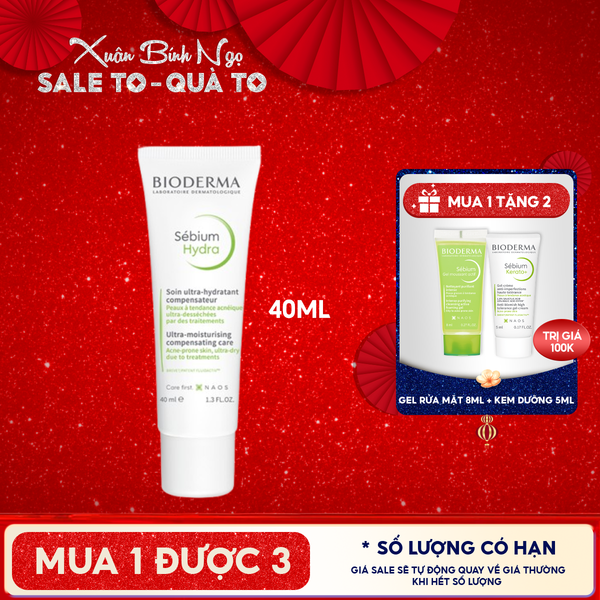  Kem Dưỡng Bioderma Cấp Nước, Làm Dịu Da Cho Da Mụn Sebium Hydra 40ml 