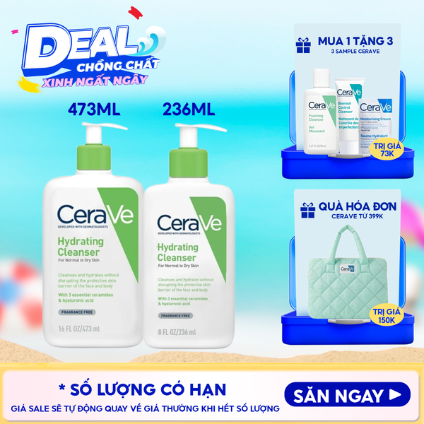  Sữa Rửa Mặt Cerave Dưỡng Ẩm, Làm Sạch Sâu Dành Cho Da Thường & Da Khô Developed With Dermatologists Hydrating Cleanser 