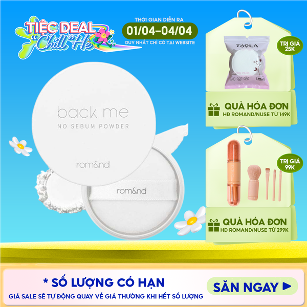  Phấn Phủ Romand Dạng Bột Che Phủ Tốt Giúp Da Mịn Màng Back Me No Sebum Powder 5g 