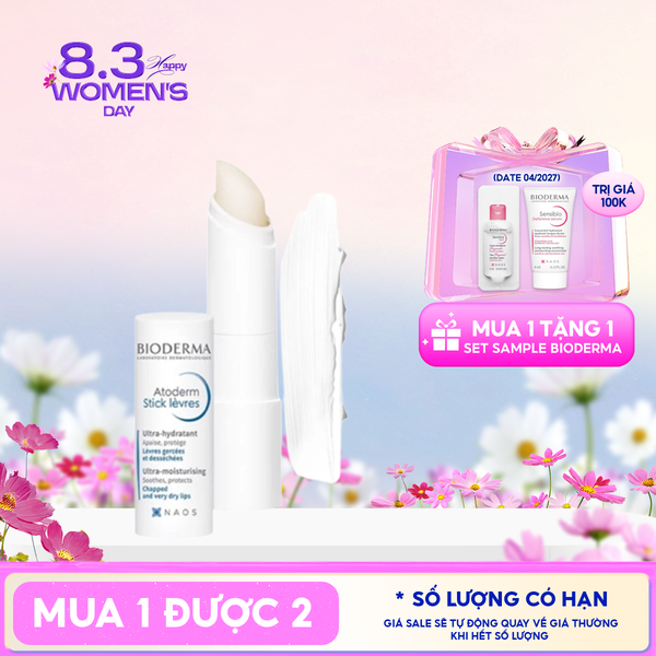  Son Dưỡng Bioderma Làm Dịu Môi Khô, Nứt Nẻ Atoderm Stick Levres 4g 