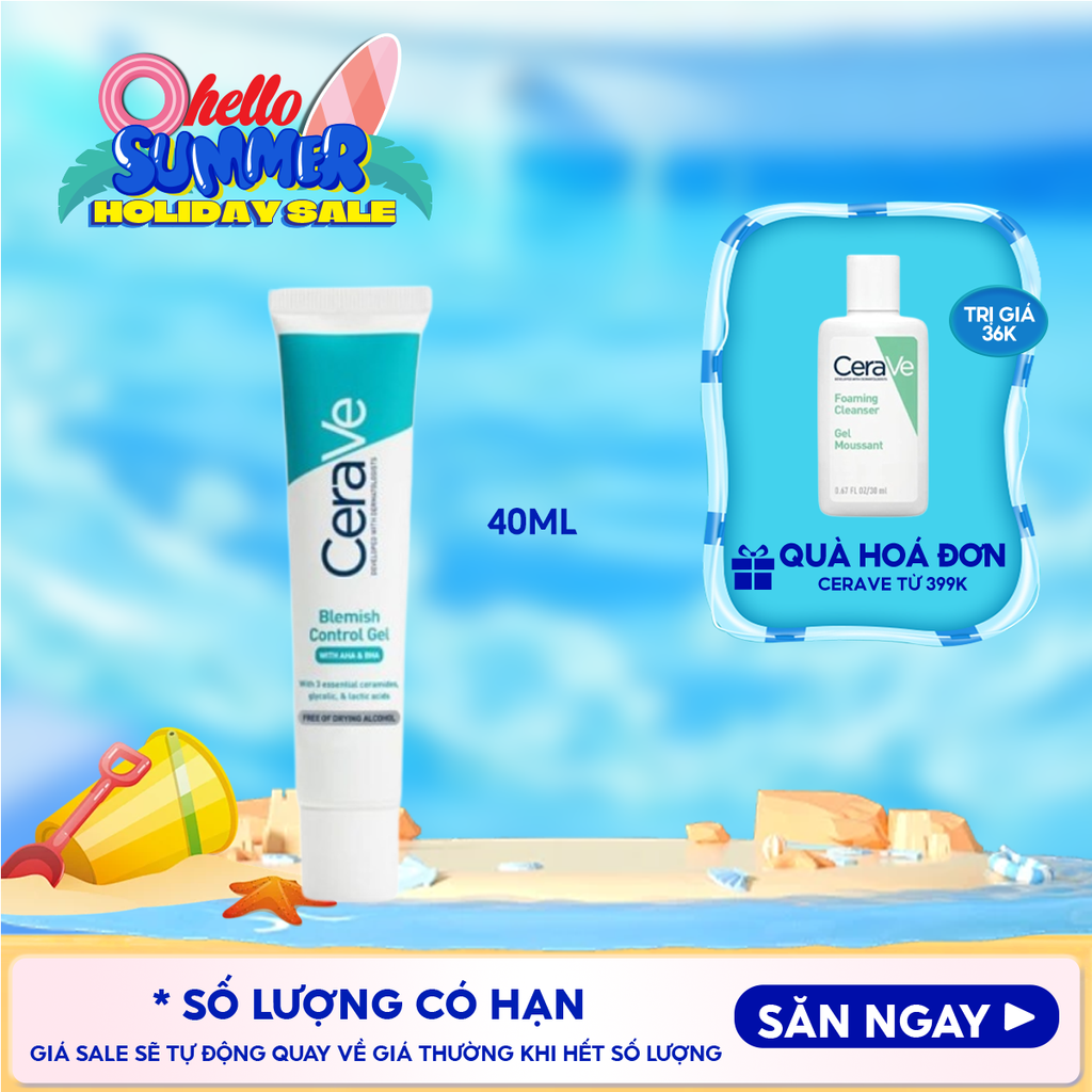 Gel Dưỡng Cerave Hỗ Trợ Giảm Mụn, Mờ Thâm Blemish Control Gel 40ml
