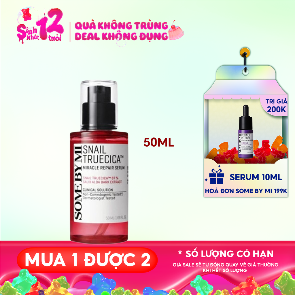 Serum Some By Mi Tinh Chất Ốc Sên Hỗ Trợ Mờ Thâm Sẹo Hàn Quốc Snail Truecica Miracle Repair Serum 50ml