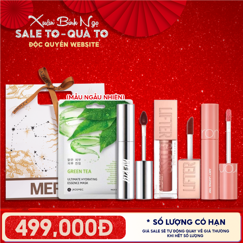 Túi Quà Tặng 499K: 1 Son Merzy + 1 Son Maybelline + 1 Son Romand + 1 Mặt Nạ + Túi