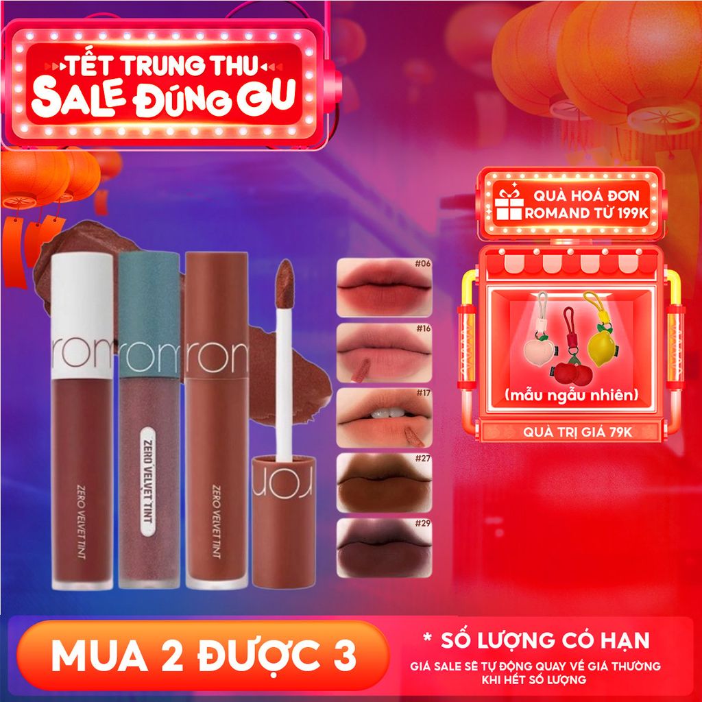 [MÀU 1-30] Son Kem Lì Romand Cực Nhẹ Môi Zero Velvet Tint 5.5g
