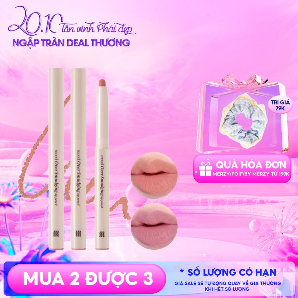 Chì Kẻ Viền Môi Merzy Mịn Lì, Đa Năng Mood Over Smudging Lip Pencil 0.9g