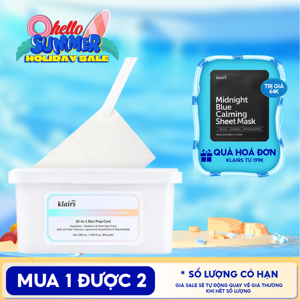  Mặt Nạ Giấy Klairs Cấp Ẩm, Hỗ Trợ Sáng Da, Mờ Thâm Freshly Vitamin Skin Prep Pads 290ml 