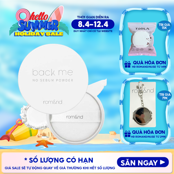  Phấn Phủ Romand Dạng Bột Che Phủ Tốt Giúp Da Mịn Màng Back Me No Sebum Powder 5g 