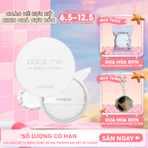  Phấn Phủ Romand Dạng Bột Che Phủ Tốt Giúp Da Mịn Màng Back Me No Sebum Powder 5g 