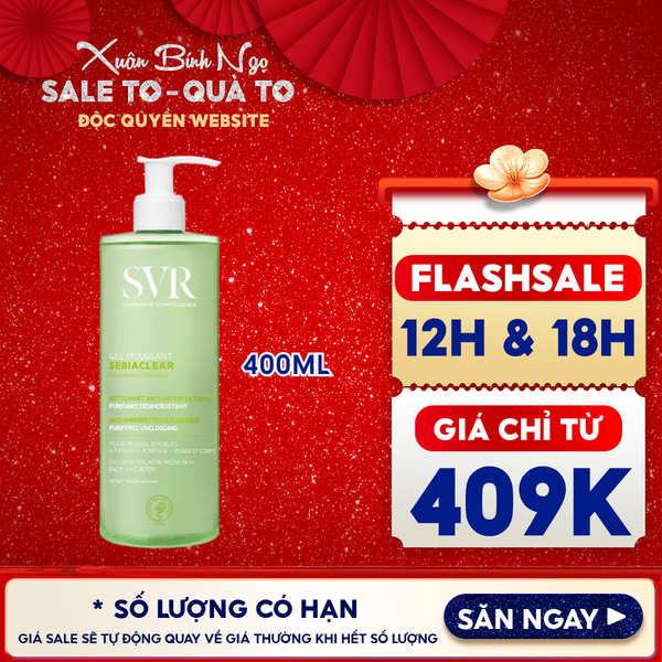  Sữa Rửa Mặt SVR Dạng Gel Không Chứa Xà Phòng Dành Cho Da Dầu Sebiaclear Gel Moussant 
