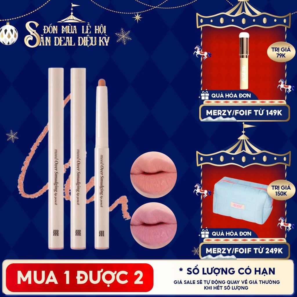 Chì Kẻ Viền Môi Merzy Mịn Lì, Đa Năng Mood Over Smudging Lip Pencil 0.9g
