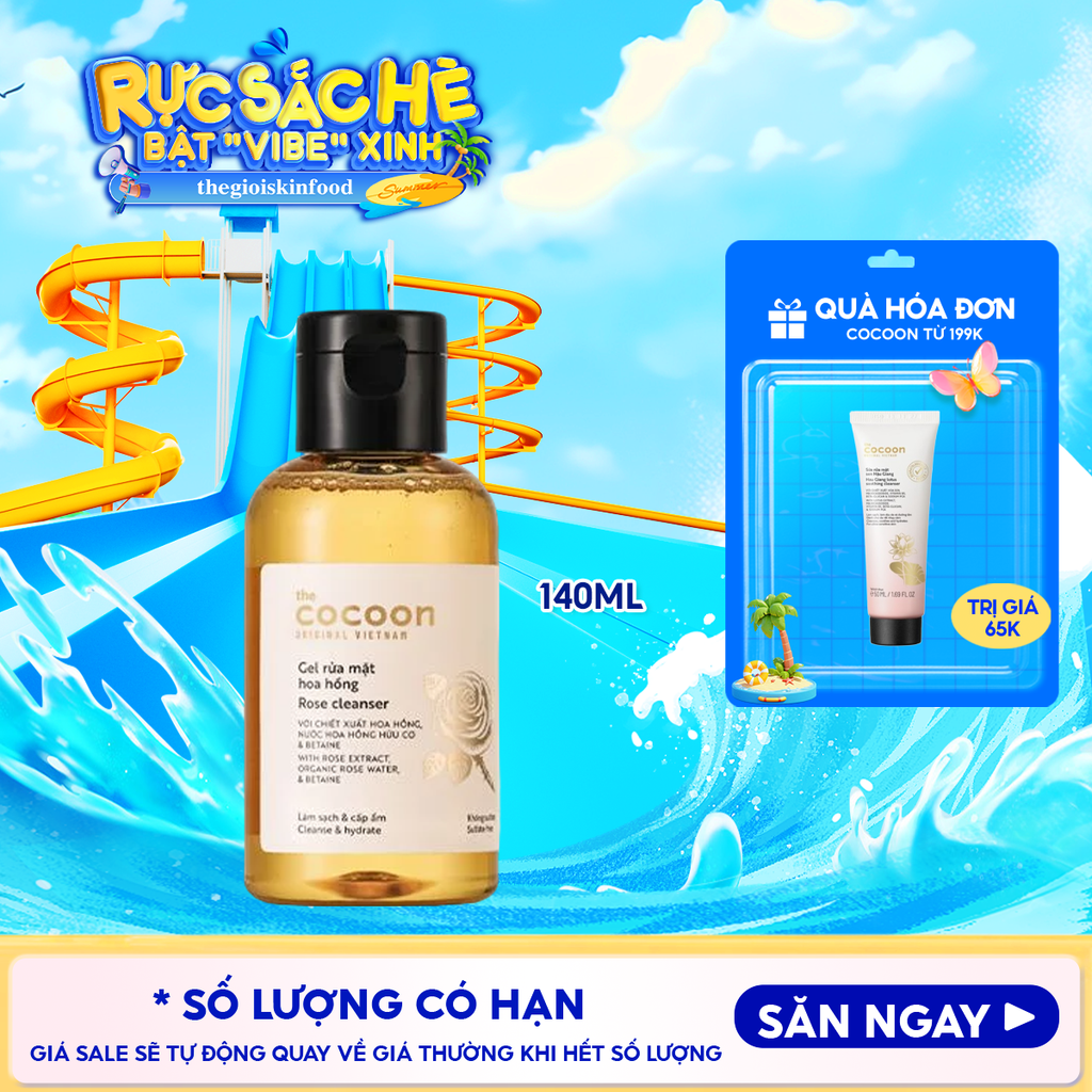 Sữa Rửa Mặt Dạng Gel Cocoon Chiết Xuất Nước Hoa Hồng Rose Cleanser 140ml