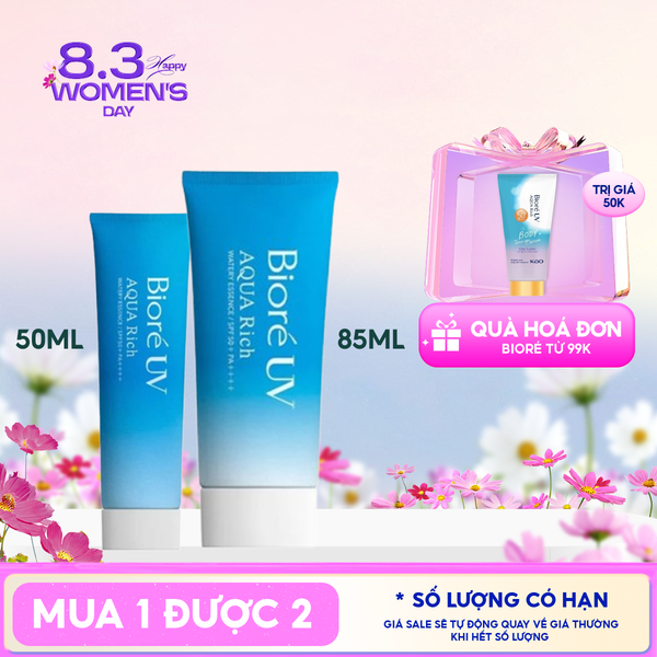  Kem Chống Nắng Bioré Dưỡng Ẩm UV Aqua Rich Watery Essence SPF50+/PA++++ 