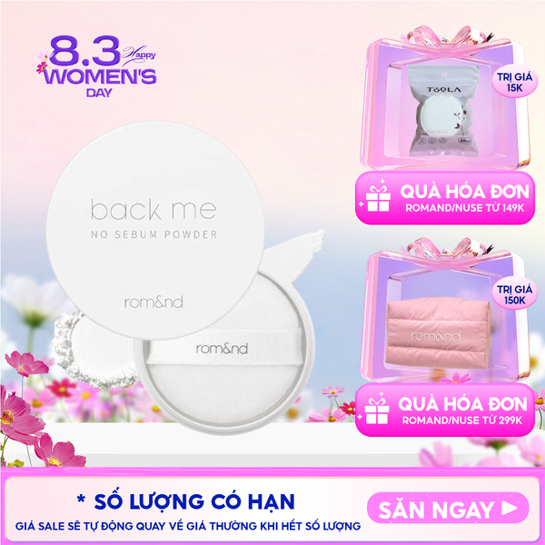  Phấn Phủ Romand Dạng Bột Che Phủ Tốt Giúp Da Mịn Màng Back Me No Sebum Powder 5g 