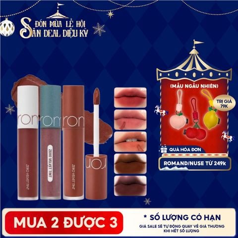 [MÀU 1-30] Son Kem Lì Romand Cực Nhẹ Môi Zero Velvet Tint 5.5g