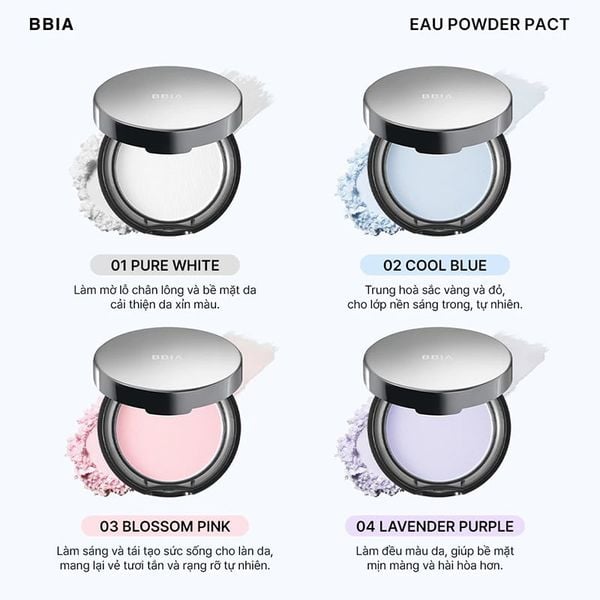 Phấn Phủ Dạng Nén Bbia Hiệu Chỉnh Sắc Da, Làm Mờ Lỗ Chân Lông Eau Powder Pact 
