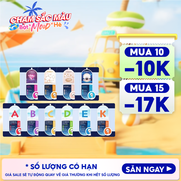  Măt Nạ Giấy Foodaholic Dưỡng Ẩm, Hỗ Trợ Dưỡng Trắng Da Hàn Quốc Essential Mask (Vitamin A, B, C, D, E, K, Ngọc Trai, Tổ Yến) 23g 