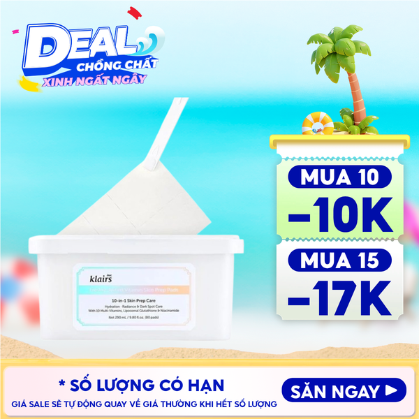  Mặt Nạ Giấy Klairs Cấp Ẩm, Hỗ Trợ Sáng Da, Mờ Thâm Freshly Vitamin Skin Prep Pads 290ml 
