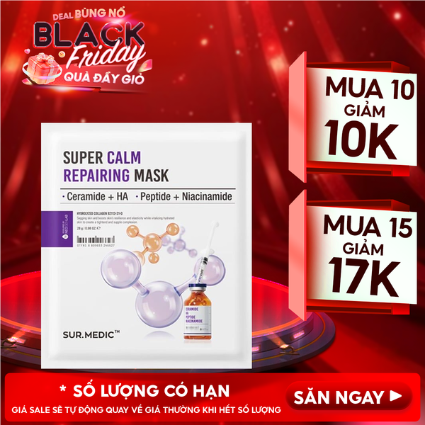  Mặt Nạ Sur.Medic+ Hỗ Trợ Phục Hồi, Làm Dịu Da Super Calm Repairing Mask 28g 