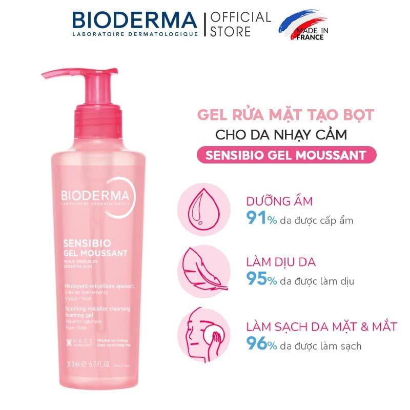 Sữa Rửa Mặt Dạng Gel Bioderma Cho Da Nhạy Cảm Sensibio Gel Moussant