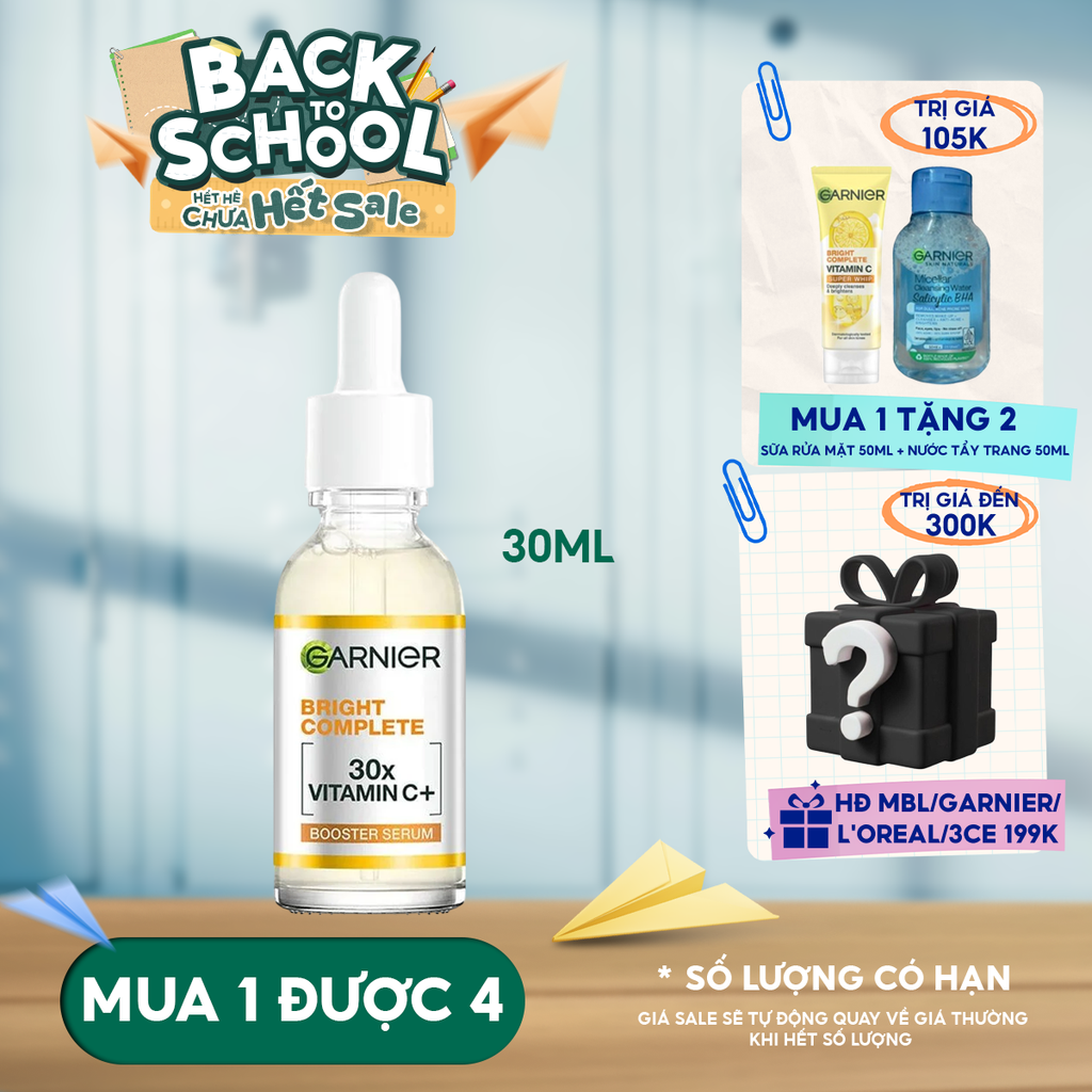 Serum Garnier Tinh Chất Hỗ Trợ Sáng Da, Mờ Thâm Light Complete Vitamin C 30X Booster Serum