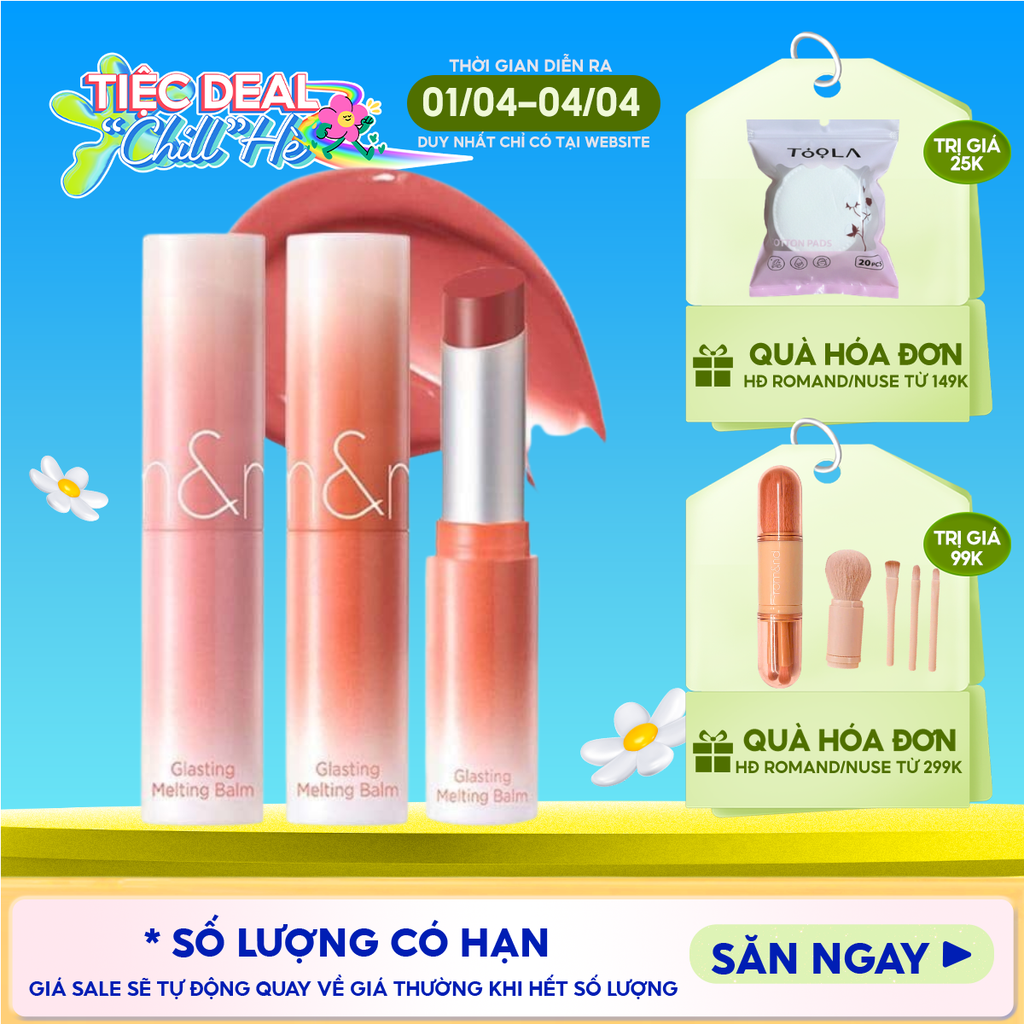[DUSTY ON THE NUDE] Son Dưỡng Dạng Thỏi Có Màu Thuần Chay Romand Glasting Melting Balm 3.5g