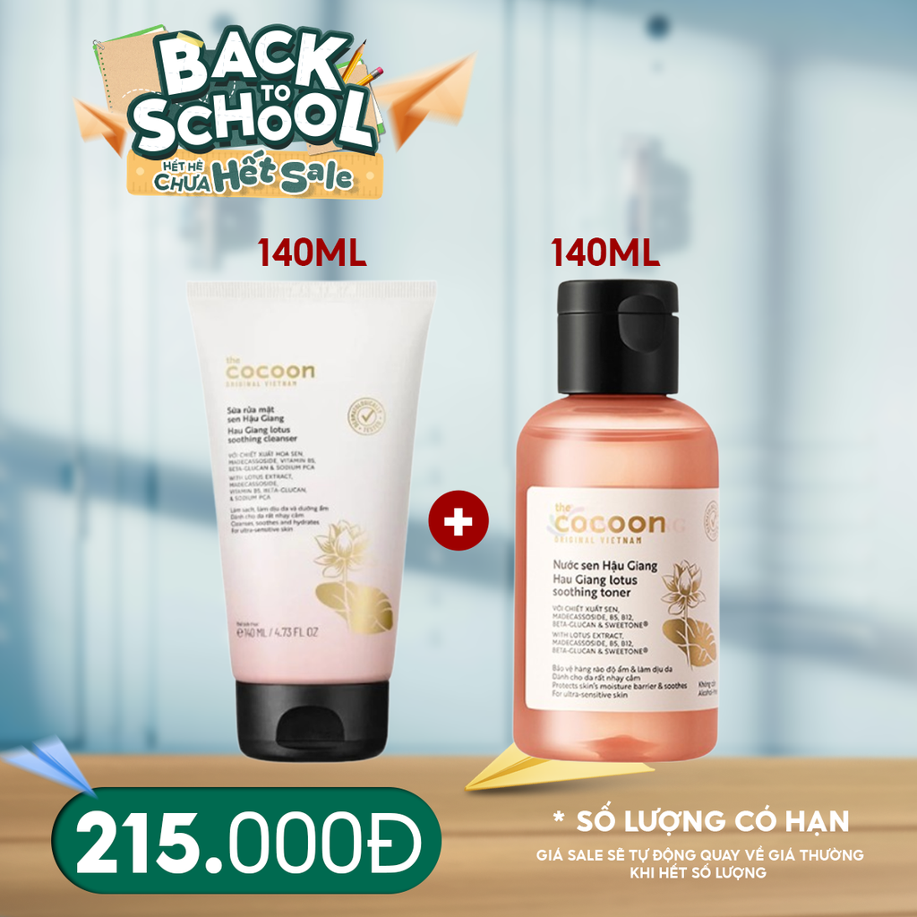 Sữa Rửa Mặt Sen Hậu Giang Làm Dịu Da Cocoon Hau Giang Lotus Soothing Cleanser 140ml