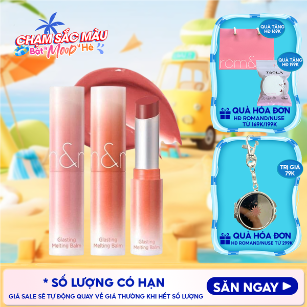  [DUSTY ON THE NUDE] Son Dưỡng Dạng Thỏi Có Màu Thuần Chay Romand Glasting Melting Balm 3.5g 