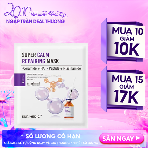Mặt Nạ Sur.Medic+ Hỗ Trợ Phục Hồi, Làm Dịu Da Super Calm Repairing Mask 28g