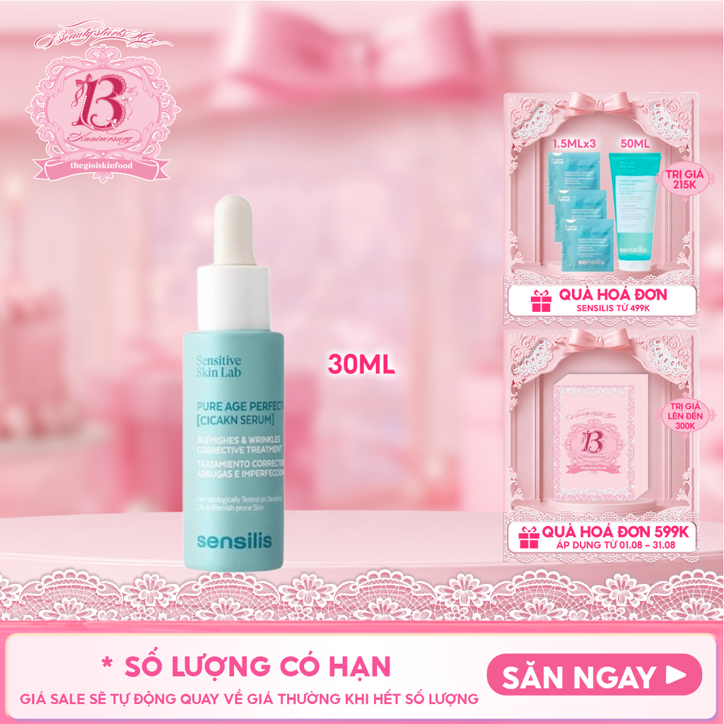 Serum Sensilis Cải Thiện Nếp Nhăn & Khuyết Điểm Da Pure Age Perfection [Cicakn Serum] 30ml
