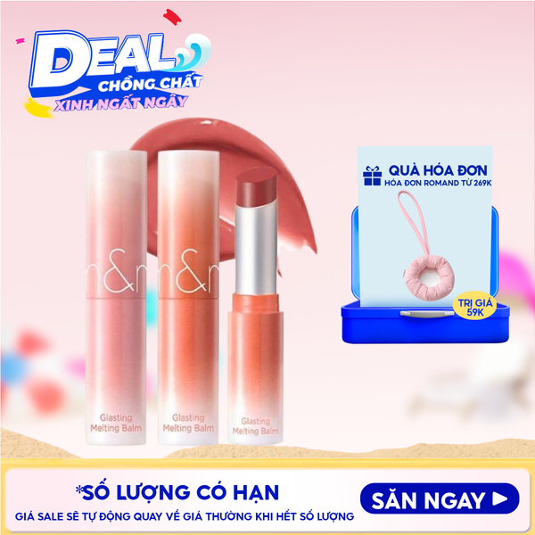  [DUSTY ON THE NUDE] Son Dưỡng Dạng Thỏi Có Màu Thuần Chay Romand Glasting Melting Balm 3.5g 