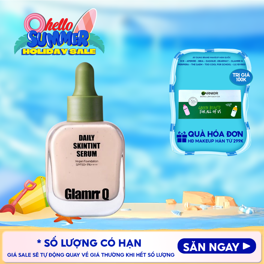 Kem Nền Căng Bóng Glamrr Q Daily Skintint Serum Vegan Foundation 30ml