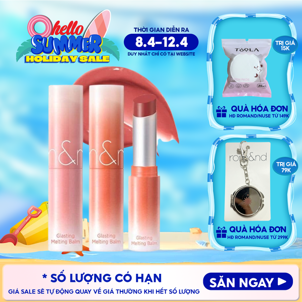  [DUSTY ON THE NUDE] Son Dưỡng Dạng Thỏi Có Màu Thuần Chay Romand Glasting Melting Balm 3.5g 