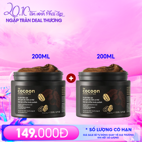 Tẩy Da Chết Body Cocoon Làm Đều Màu Da Và Dưỡng Mịn Da Chiết Xuất Cà Phê Dak Lak, Đường Thốt Nốt An Giang Body Polish