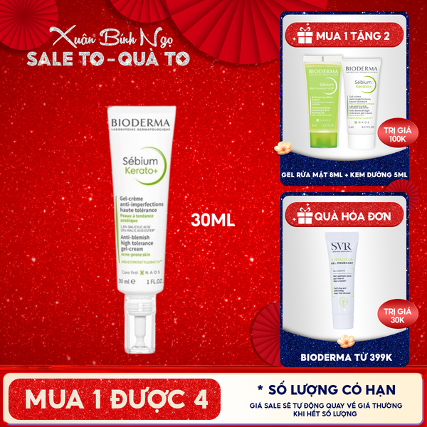  Kem Dưỡng Hỗ Trợ Cải Thiện Mụn & Mờ Thâm Bioderma Sebium Kerato+ 30ml 