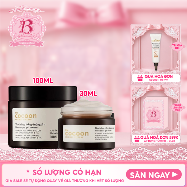  Kem Dưỡng Ẩm Dạng Thạch Cocoon Từ Hoa Hồng Tươi Giúp Nuôi Dưỡng & Khóa Ẩm Rose Aqua Gel Cream 