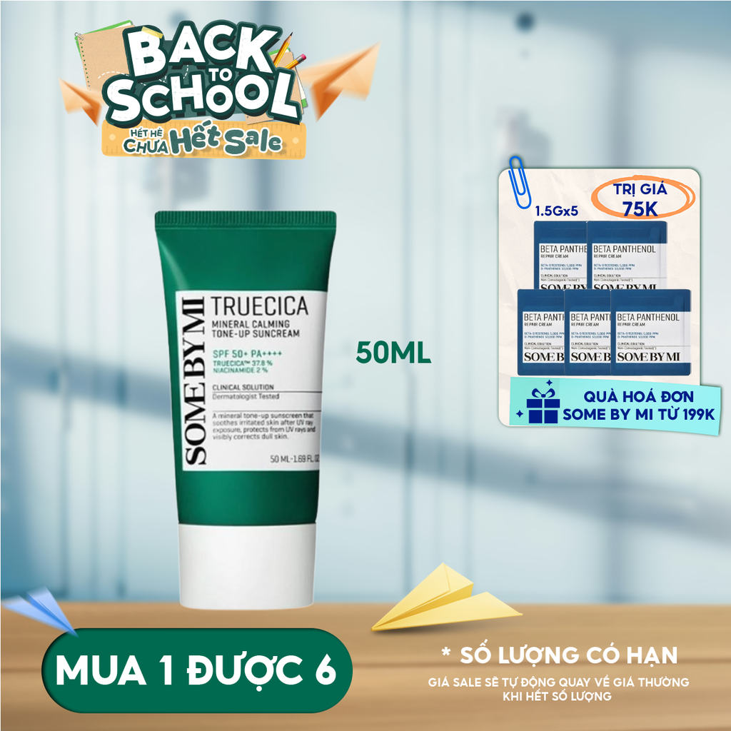 Kem Chống Nắng Some By Mi Dành Cho Da Mụn Truecica Mineral Calming Tone-up Suncream SPF50+ PA++++ 50ml