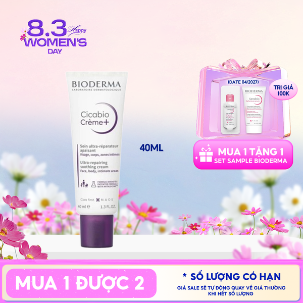  Kem Dưỡng Ẩm Bioderma Làm Dịu, Hỗ Trợ Phục Hồi Da Cicabio Creme+ 40ml 