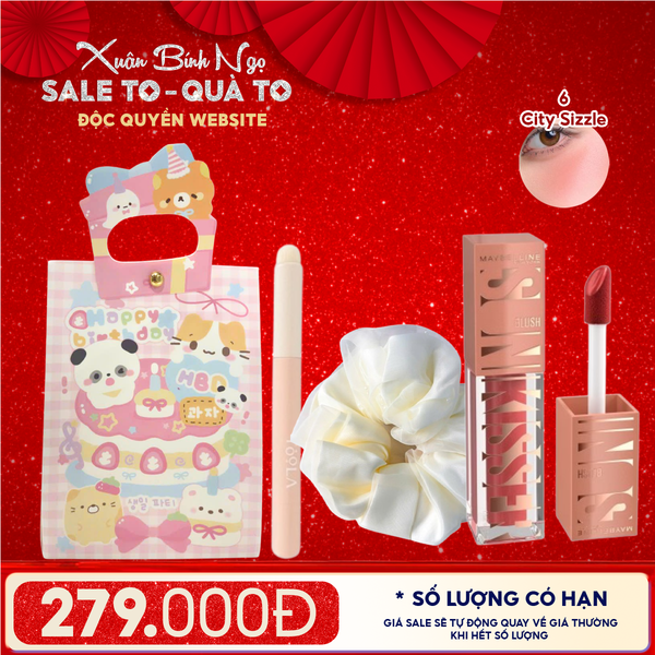  Túi Quà Tặng: Son Maybelline + Kẹp Tóc Ngẫu Nhiên + Cọ Môi + Túi Quà Tặng 