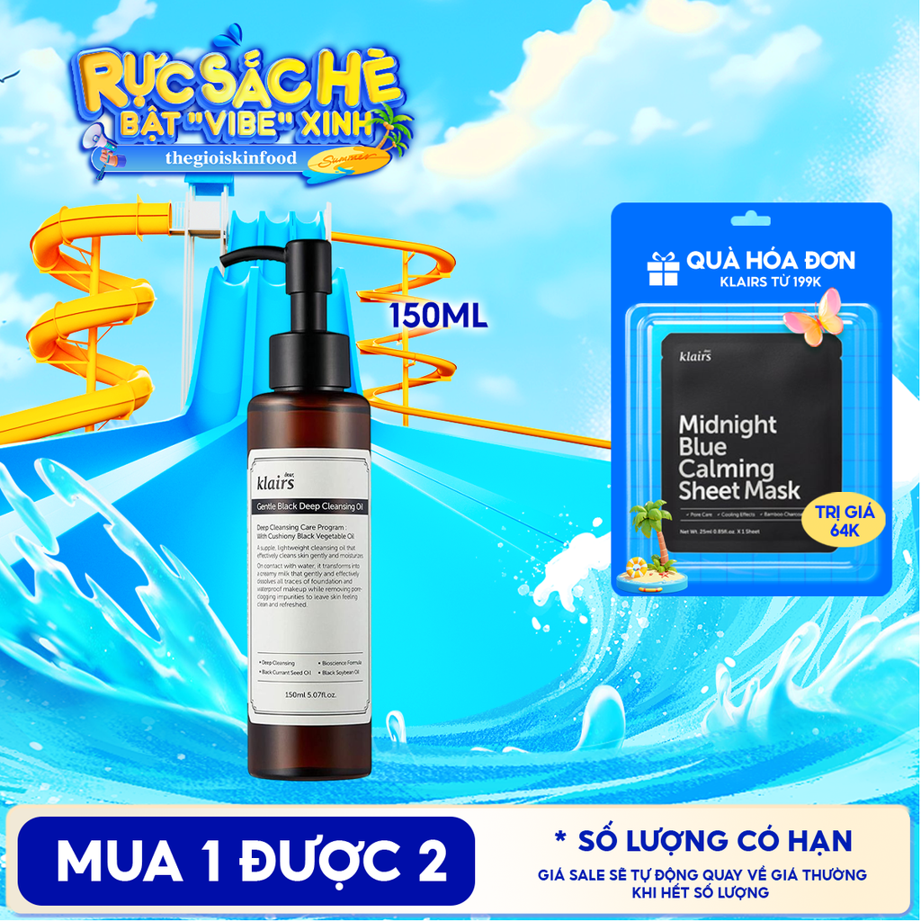 Dầu Tẩy Trang Klairs Kiểm Soát Bã Nhờn, Cung Cấp Dưỡng Chất Cho Da Gentle Black Deep Cleansing Oil 150ml
