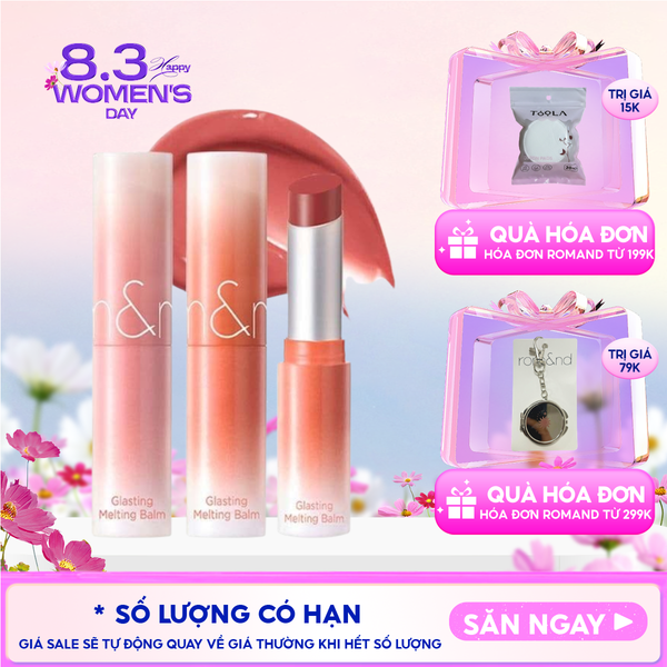  [DUSTY ON THE NUDE] Son Dưỡng Dạng Thỏi Có Màu Thuần Chay Romand Glasting Melting Balm 3.5g 