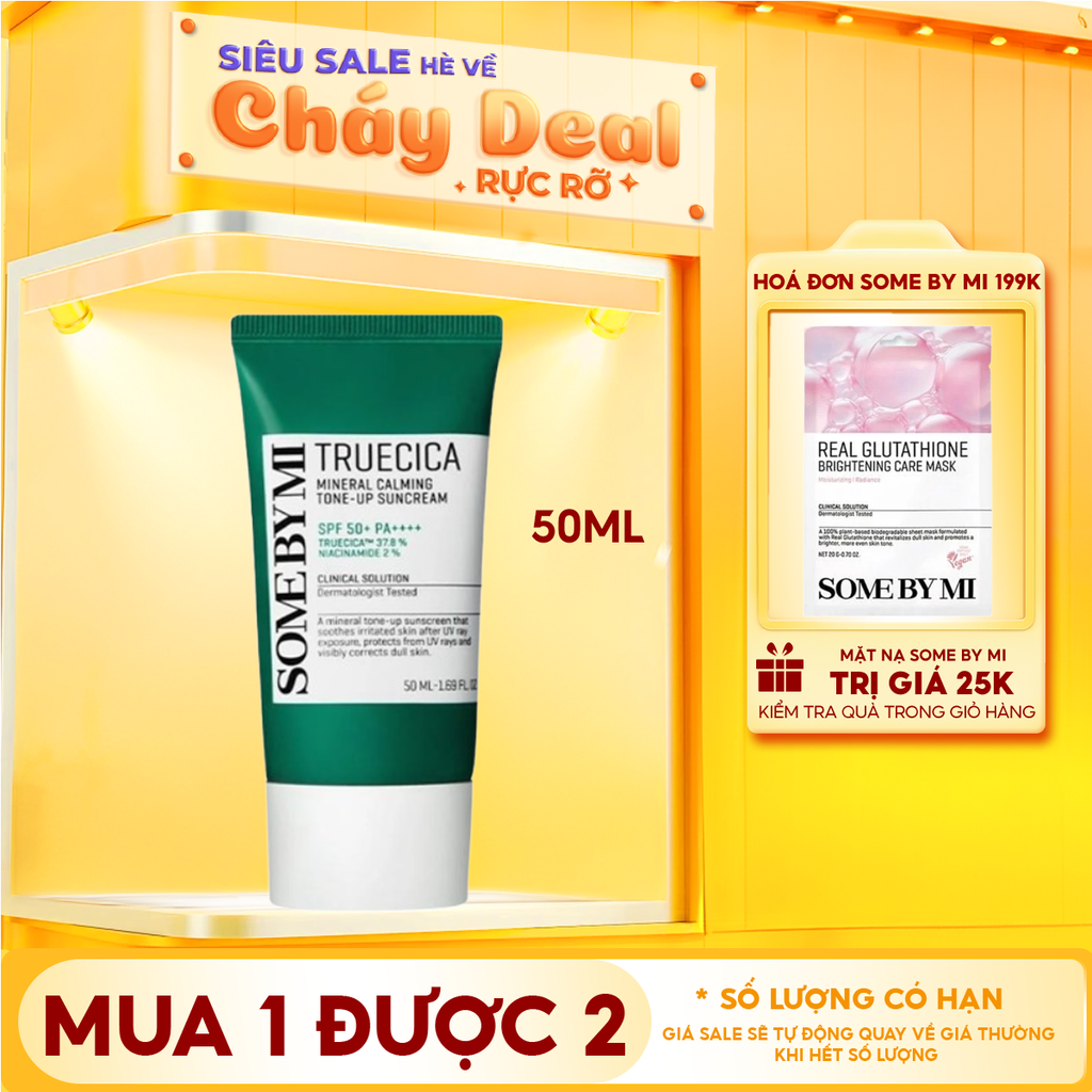 Kem Chống Nắng Some By Mi Dành Cho Da Mụn Truecica Mineral Calming Tone-up Suncream SPF50+ PA++++ 50ml